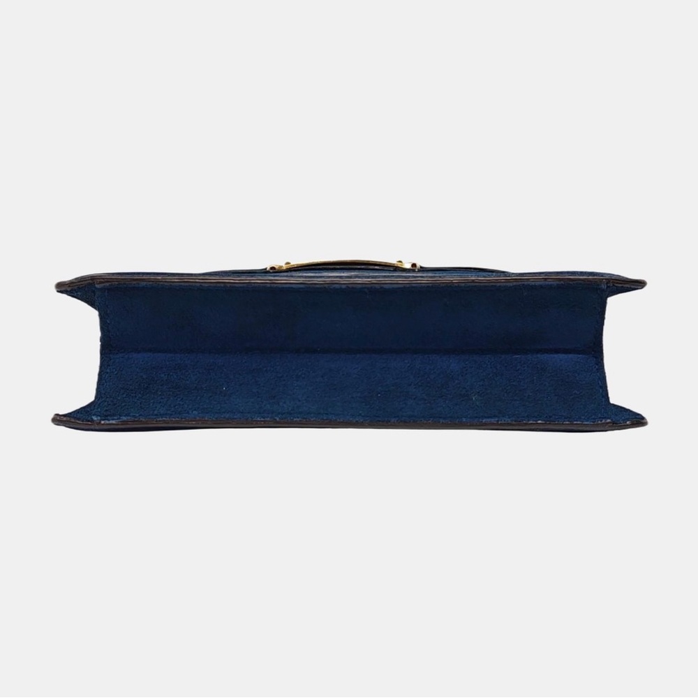 Gucci Blue Sapphire Suede Flap Shoulder Bag With Gold Chain - Picture 5 of 9